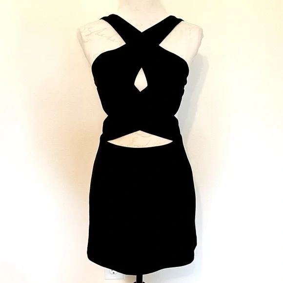 nasty gal black cut out dress Nasty Gal NWT Cut Out Bodycon Midi Dress Womens Size 10 One Sleeve Side Slit